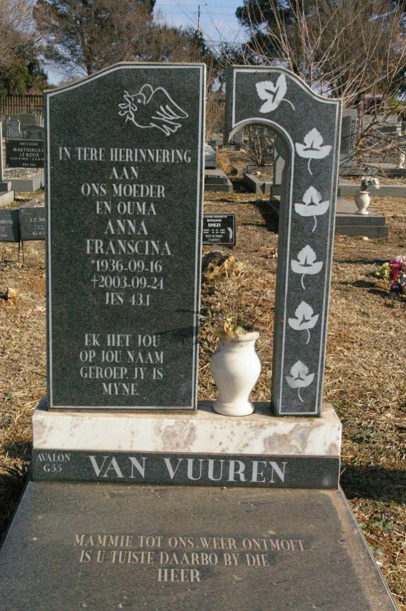 VUUREN Anna Franscina, van 1936-2003