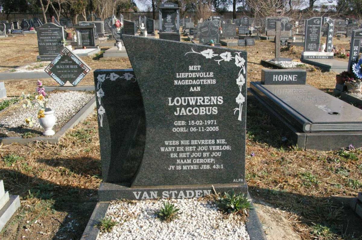 STADEN Louwrens Jacobus, van 1971-2005