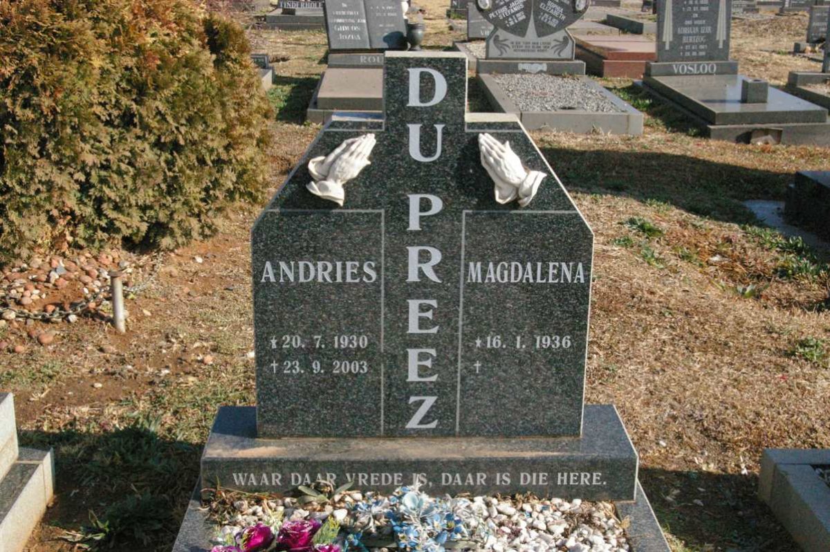 PREEZ Andries, du 1930-2003 &amp; Magdalena 1936-