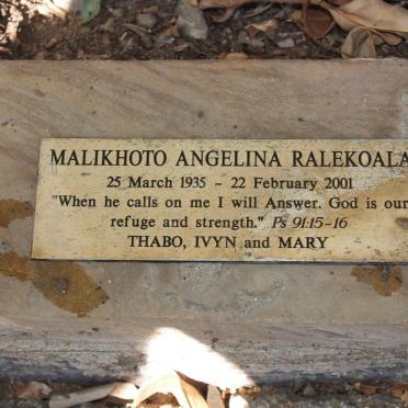 RALEKOALA Malikhoto Angelina 1935-2001