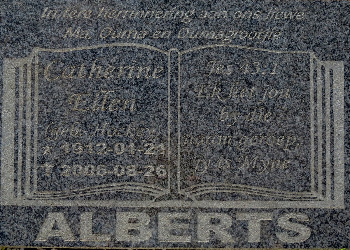 ALBERTS Catherine Ellen nee HACKEY 1912-2006
