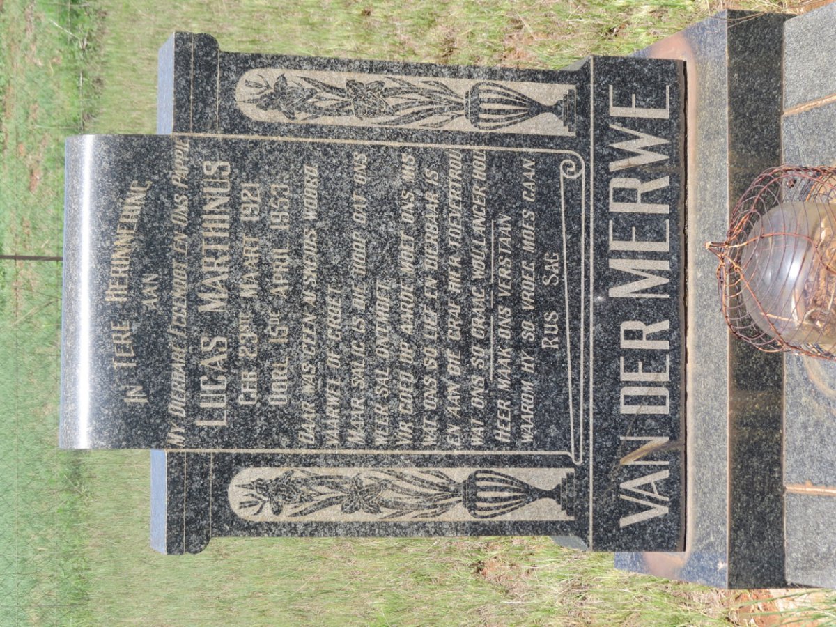 MERWE Lucas Marthinus, van der 1921-1953