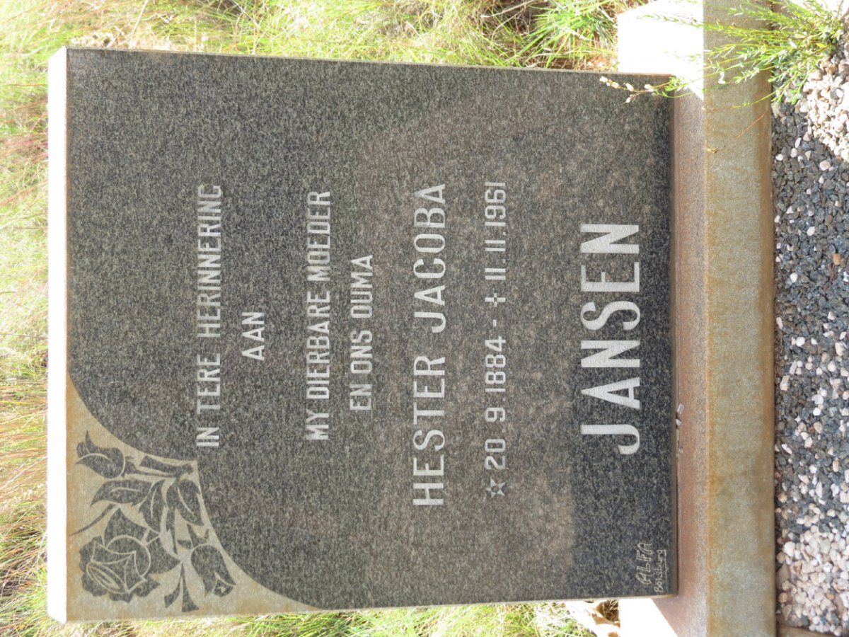 JANSEN Hester Jacoba 1884-1961