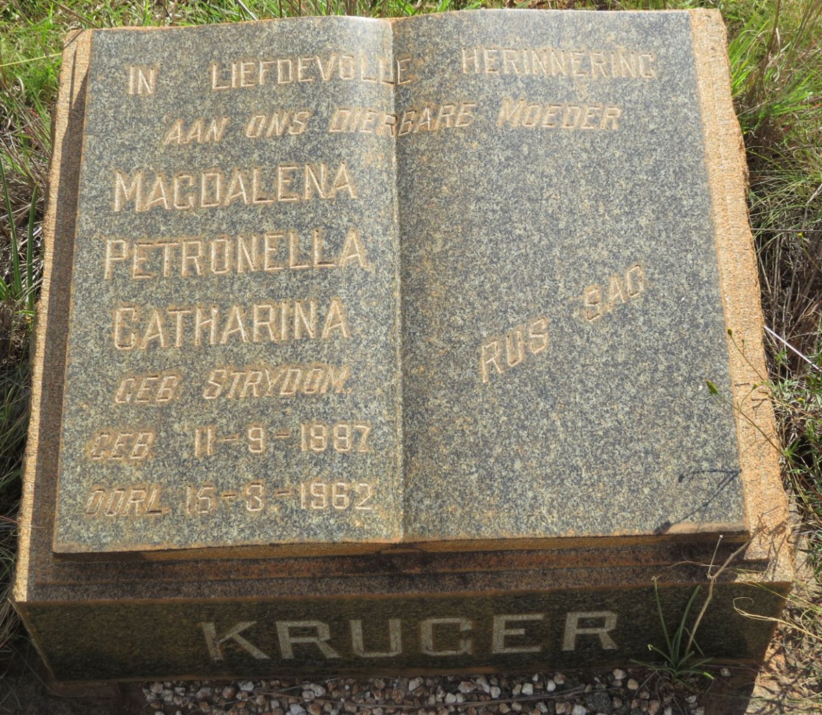 KRUGER Magdalena Petronella Catharina nee STRYDOM 1887-1962