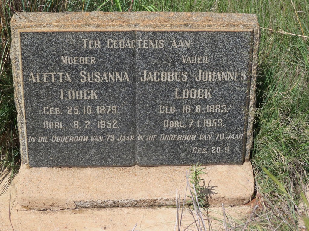 LOOCK Jacobus Johannes 1883-1953 &amp; Aletta Susanna 1879-1952