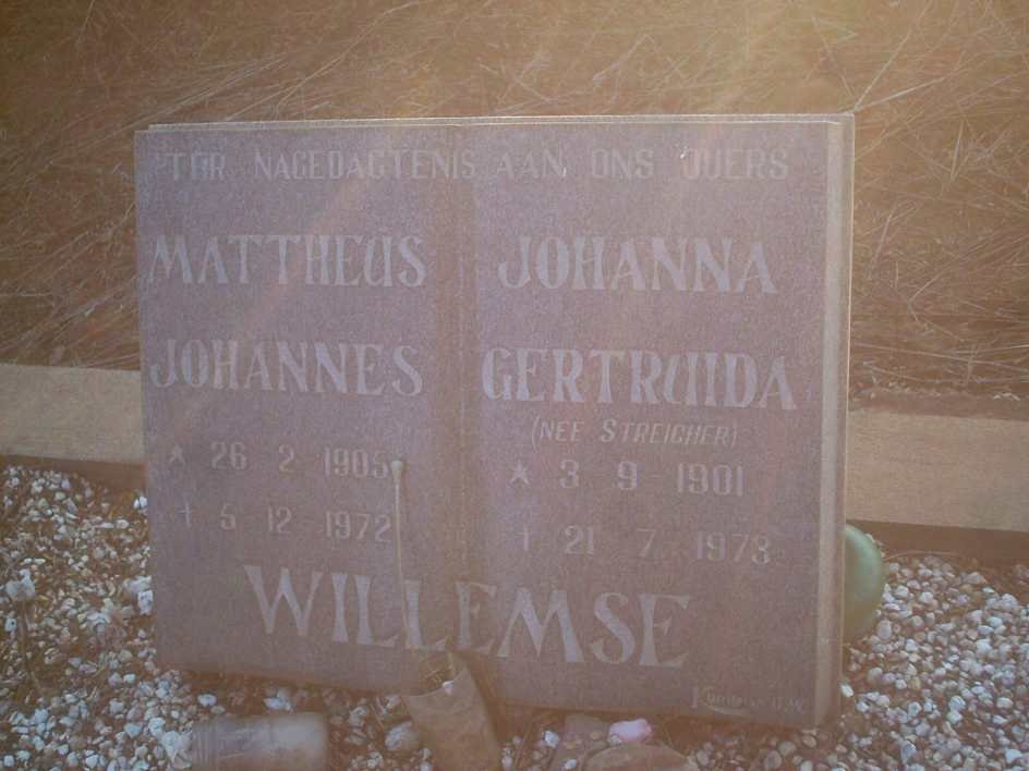 WILLEMSE Mattheus Johannes 1905-1972 &amp; Johanna Gertruida STREICHER 1901-1973