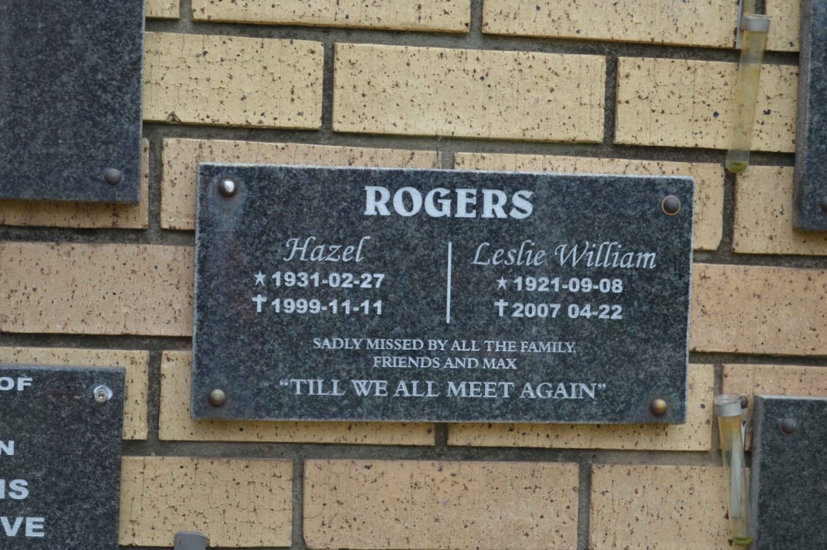 ROGERS Leslie William 1921-2007 &amp; Hazel 1931-1999