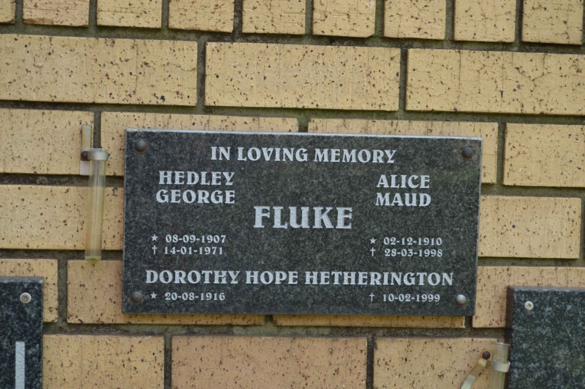 FLUKE Hedley George 1907-1971 &amp; Alice Maud 1910-1998 :: FLUKE Dorothy Hope Hetherington 1916-1999