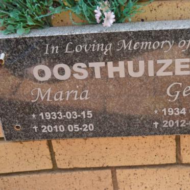 OOSTHUIZEN Gert 1934-2012 &amp; Maria 1933-2010