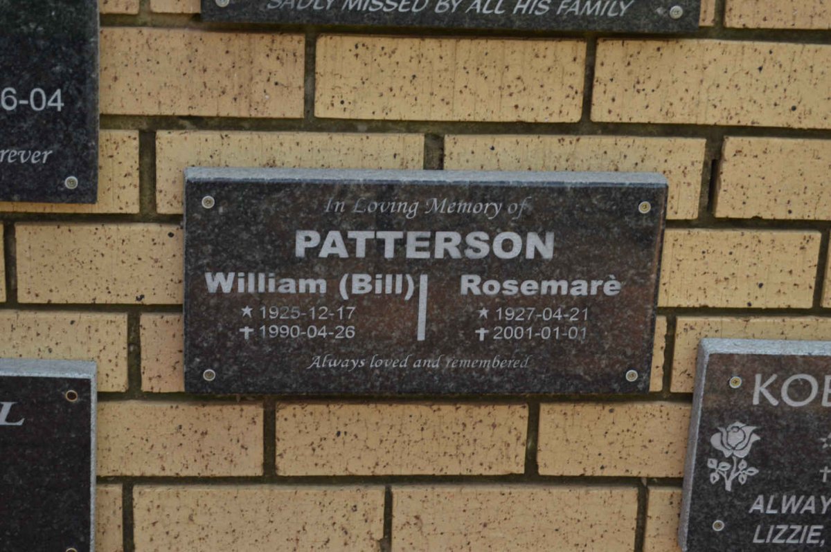 PATTERSON William 1925-1990 &amp; Rosemarè 1927-2001