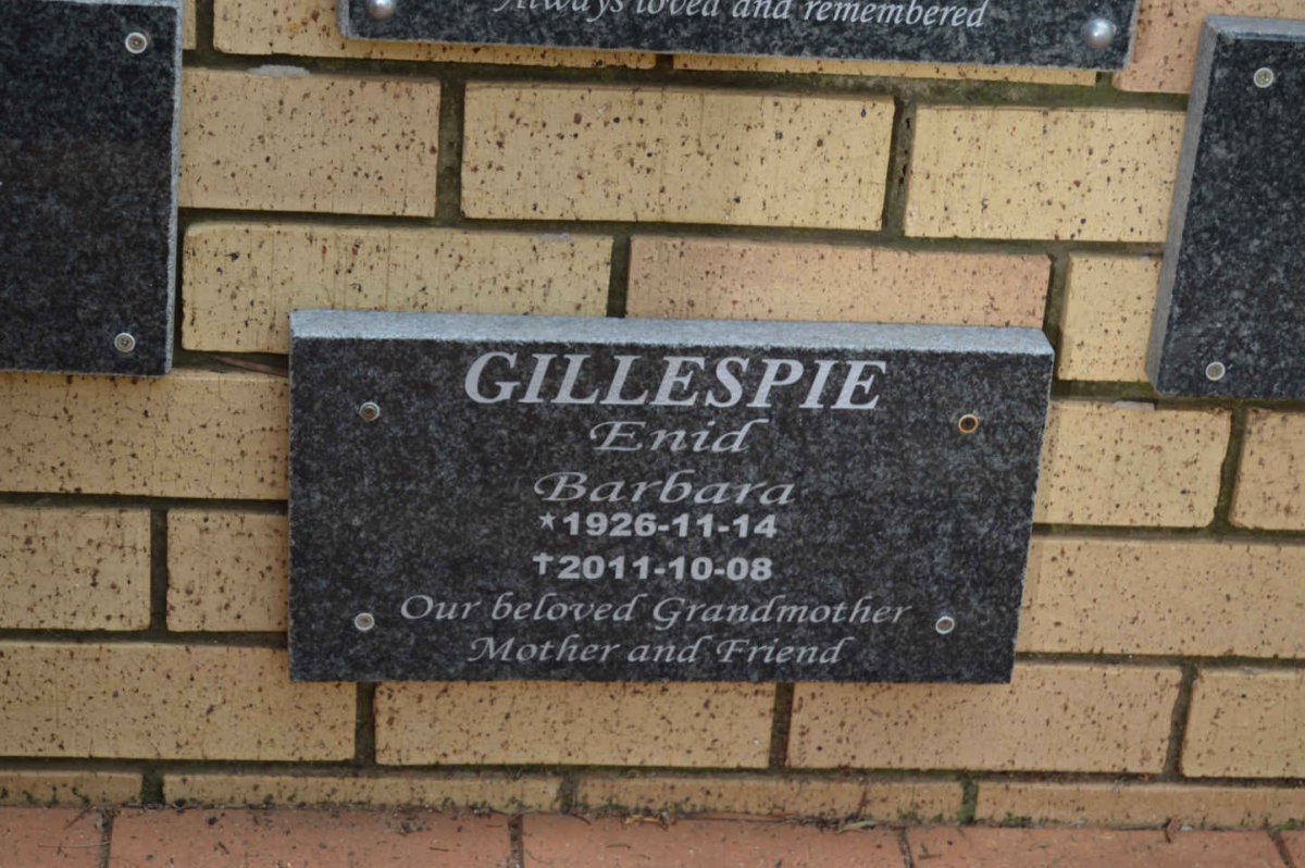 GILLESPIE Enid Barbara 1926-2011