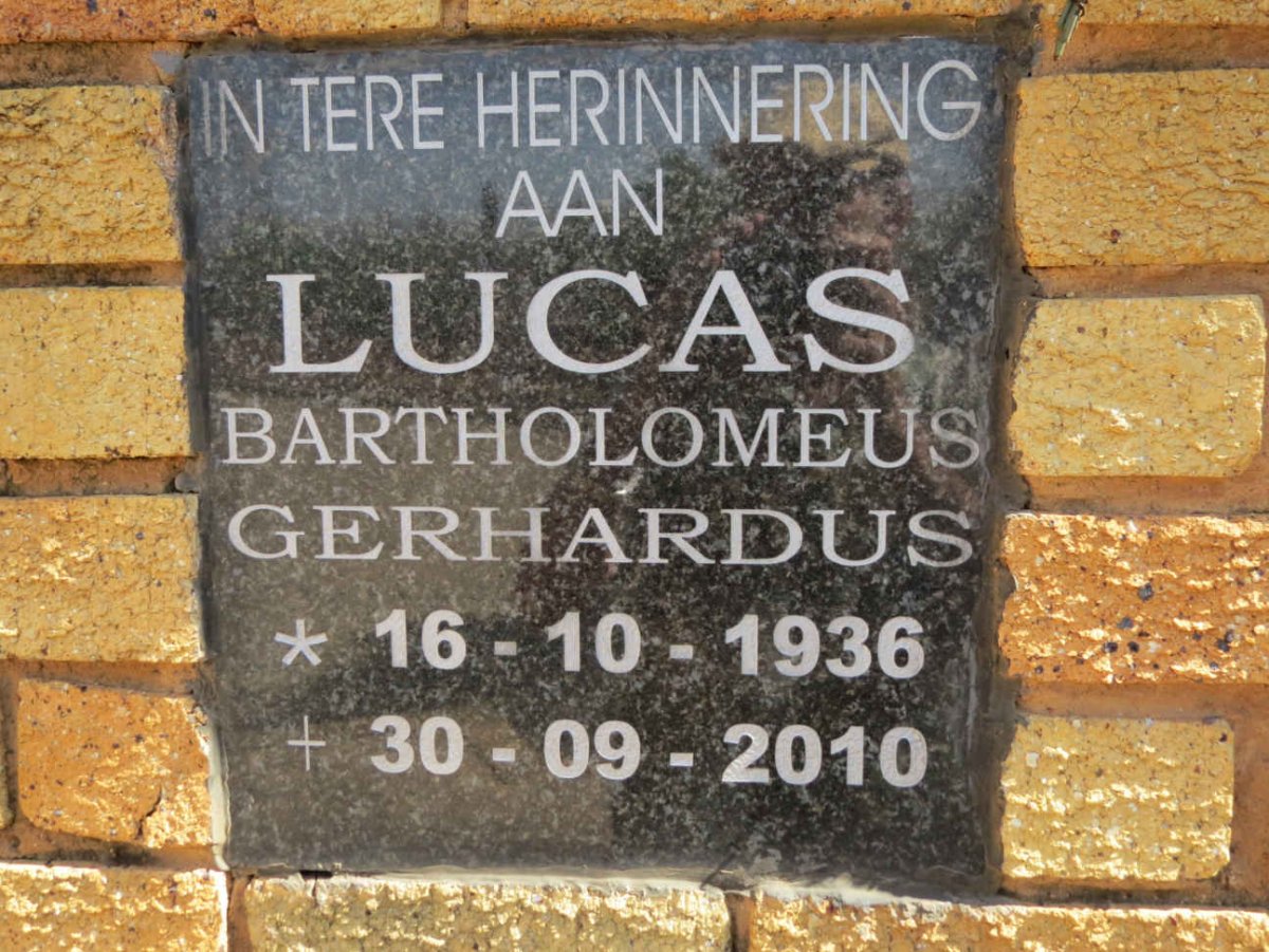 LUCAS Bartholomeus Gerhardus 1936-2010