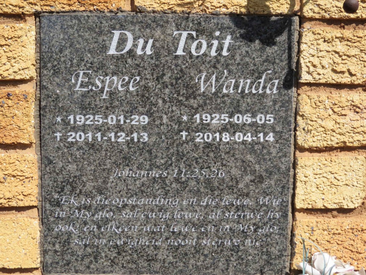 TOIT Espee, du 1925-2011 &amp; Wanda 1925-2018