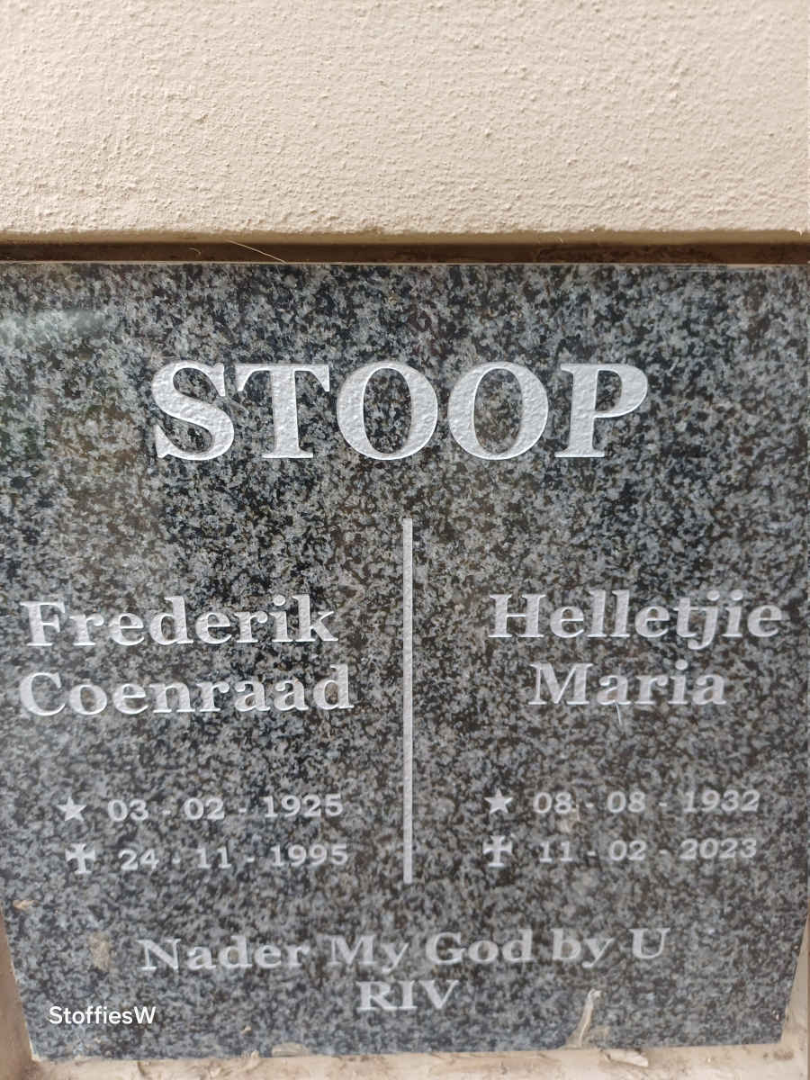 STOOP Frederik Coenraad 1925-1995 & Helletjie Maria 1932-2023