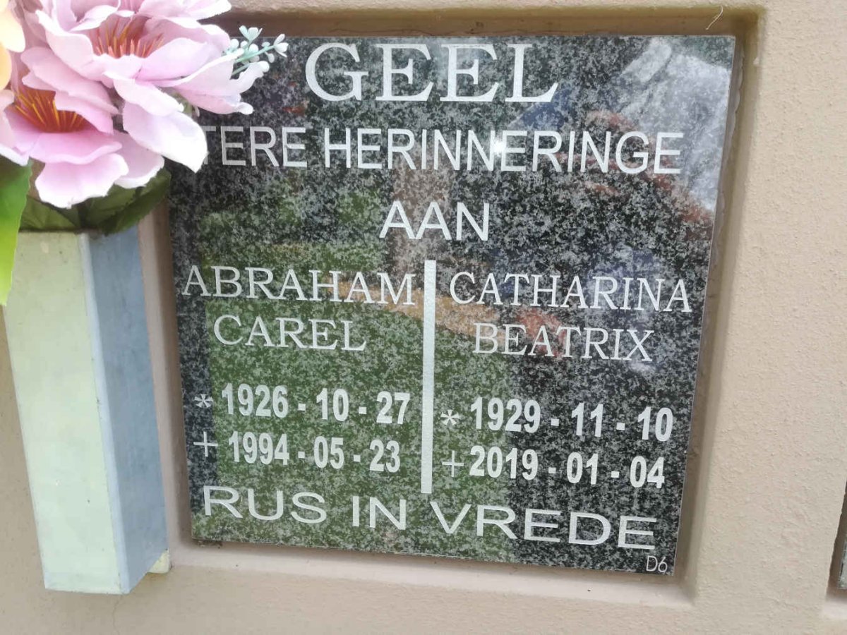GEEL Abraham Carel 1926-1994 &amp; Catharina Beatrix 1929-2019
