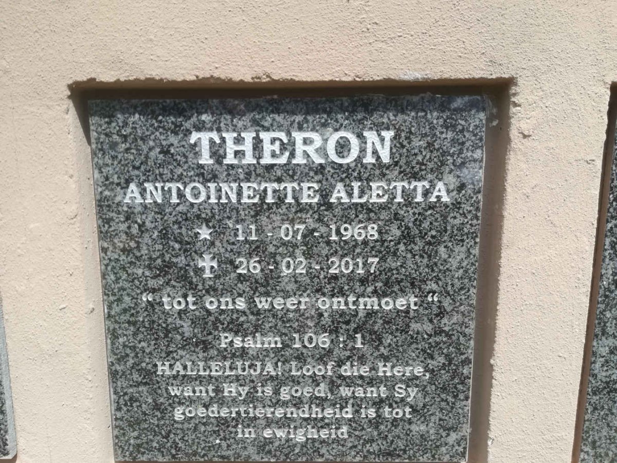 THERON Antoinette Aletta 1968-2017