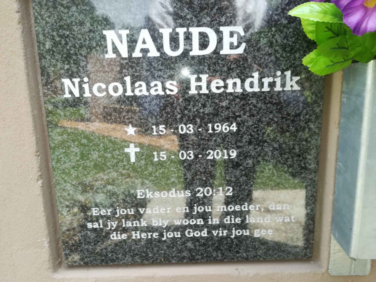 NAUDE Nicolaas Hendrik 1964-2019
