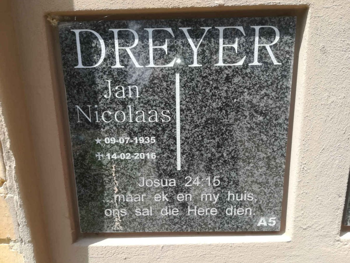 DREYER Jan Nicolaas 1935-2016