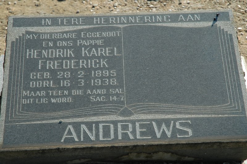 ANDREWS Hendrik Karel Frederick 1895-1938