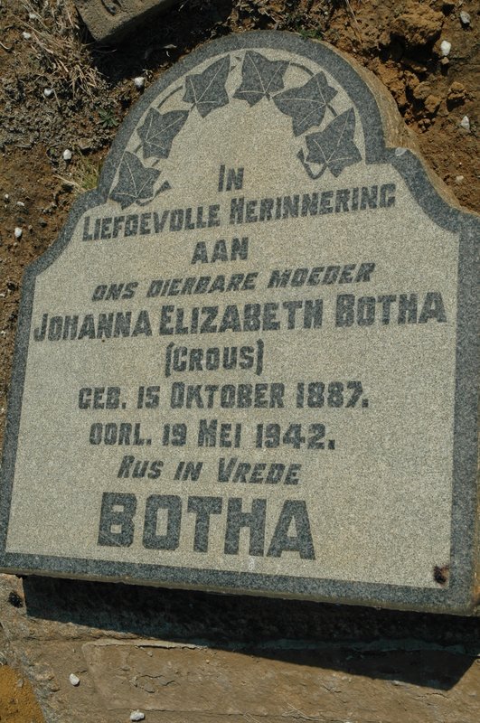 BOTHA Johanna Elizabeth nee CROUS 1887-1942