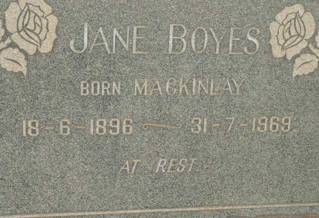 BOYES Jane nee MACKINLAY 1896-1969