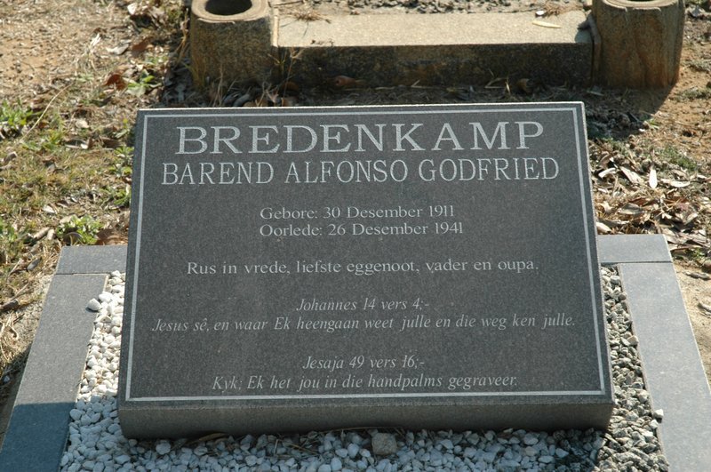 BREDENKAMP Barend Alfonso Godfried 1911-1941