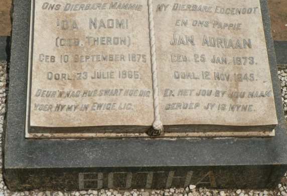 BOTHA Jan Adriaan 1873-1945 &amp; Ida Naomi THERON 1875-1965