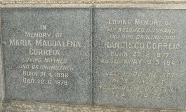 CORREIA Francisco 1877-194? &amp; Maria Magdalena 1896-1979