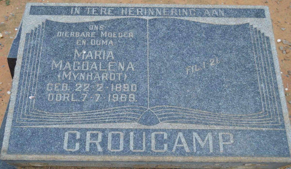 CROUCAMP Maria Magdalena nee MYNHARDT 1890-1969