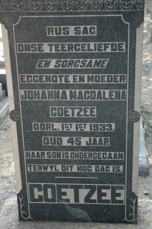 COETZEE Johanna Magdalena  -1933 