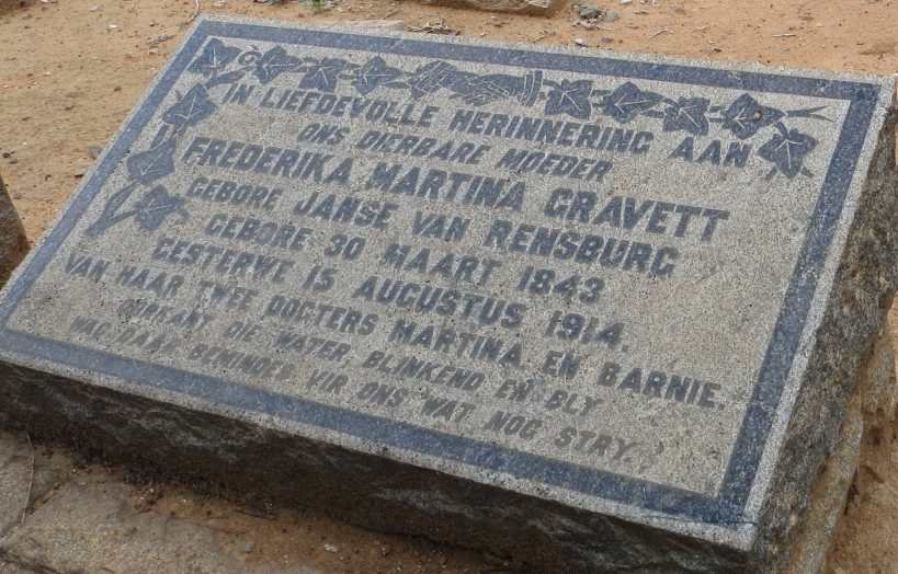 GRAVETT Frederika Martina nee JANSE VAN RENSBURG 1843-1914