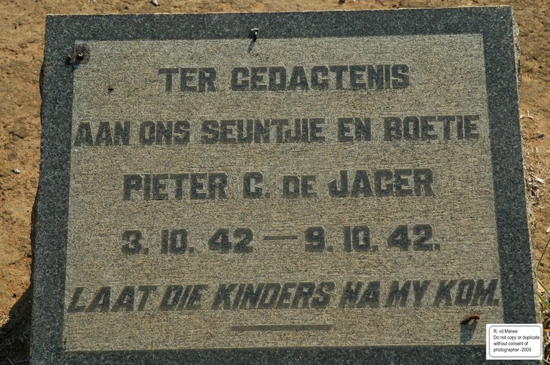 JAGER Pieter C., de  1942-1942
