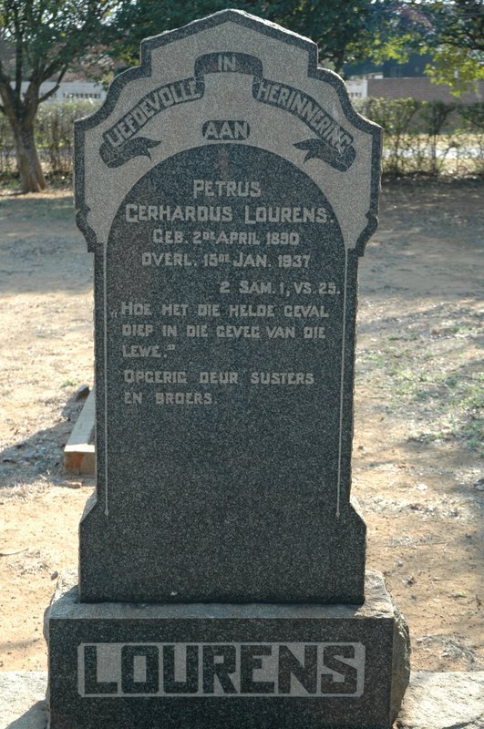LOURENS Petrus Gerhardus 1890-1937
