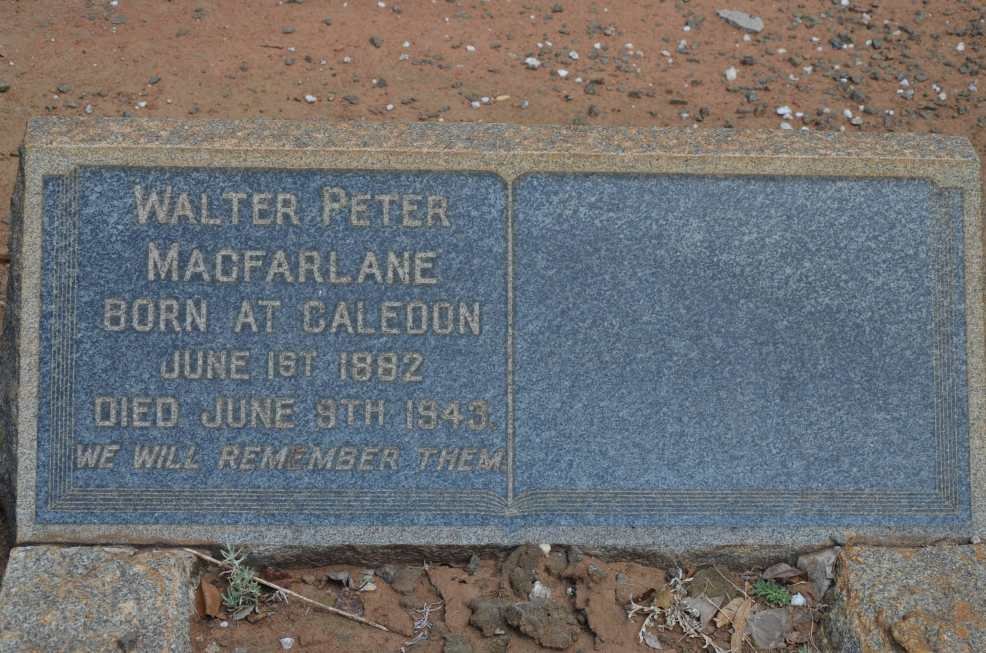MACFARLANE Walter Peter 1882-1943