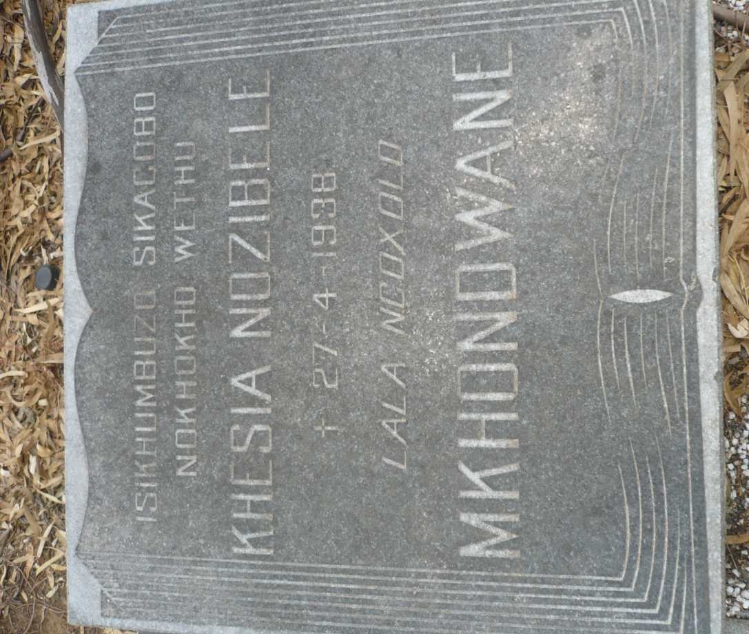 MKHONDWANE Khesia Nozibele -1938