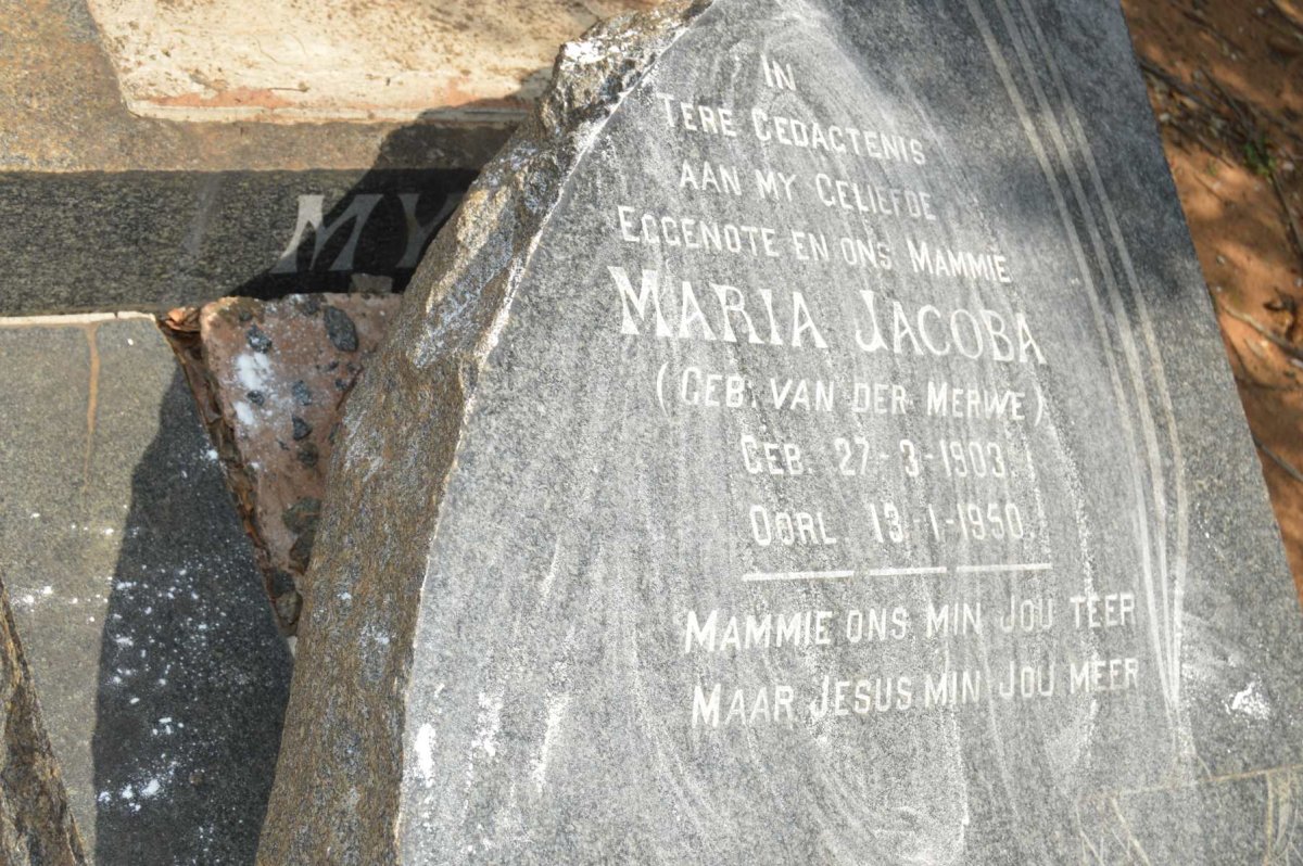 MYNHARDT Maria Jacoba nee VAN DER MERWE 1903-1950