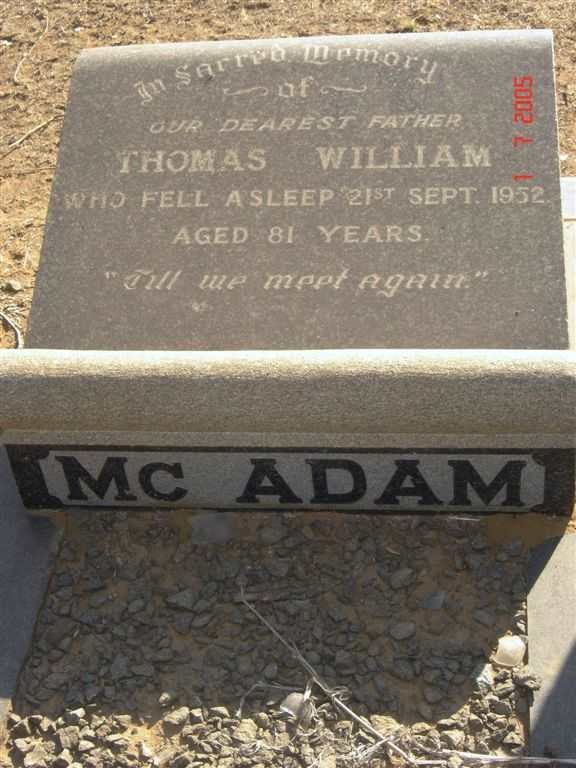 McADAM Thomas William -1952