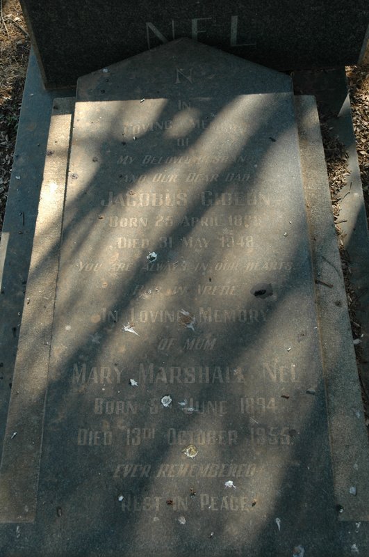 NEL Jacobus Gideon 1881-1948 &amp; Mary Marshall 1894-1955