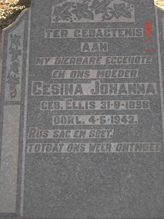 SLABBERT Gesina Johanna nee ELLIS 1898-1942