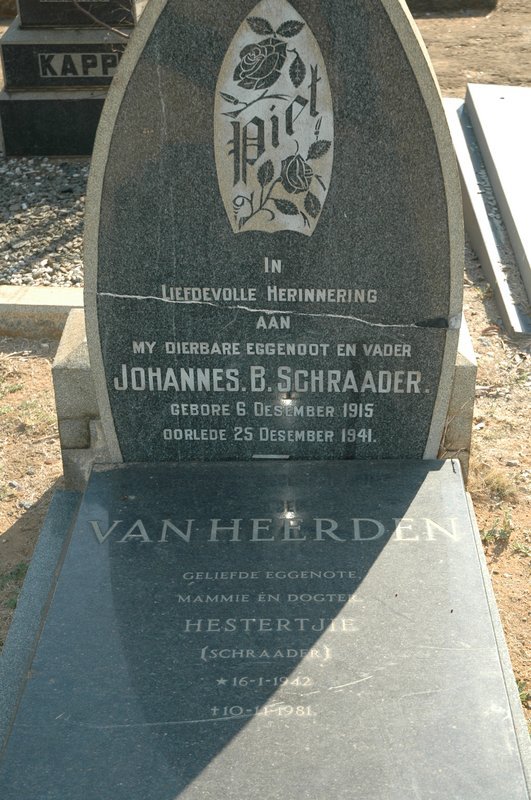 SCHRAADER Johannes B. 1915-1941 :: Van HEERDEN Hestertjie nee SCHRAADER 1942-1981