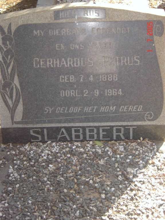 SLABBERT Gerhardus Petrus 1886-1964