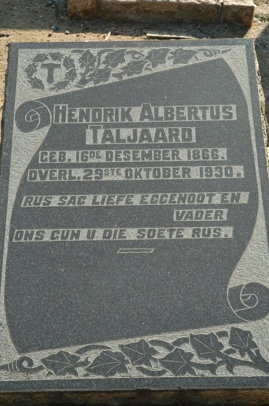 TALJAARD Hendrik Albertus 1866-1930
