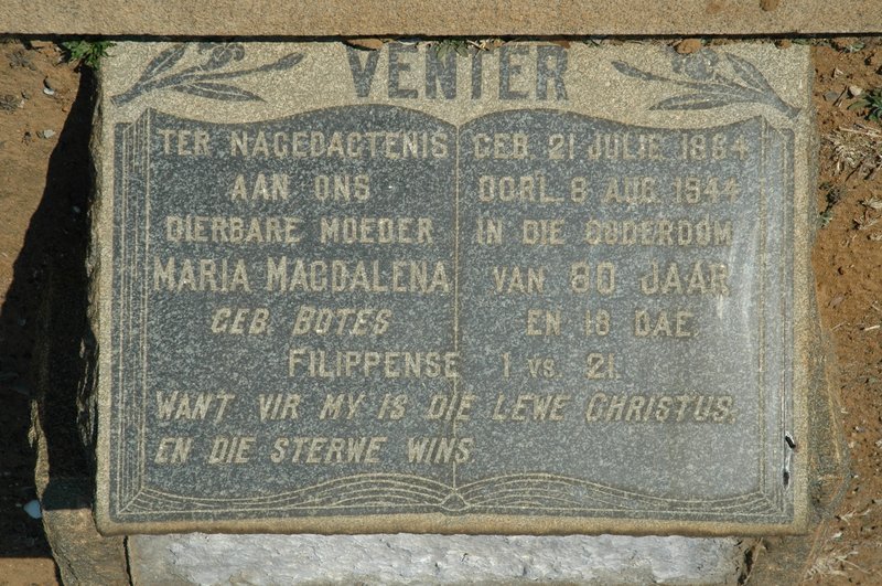 VENTER Maria Magdalena nee BOTES 1864-1944 