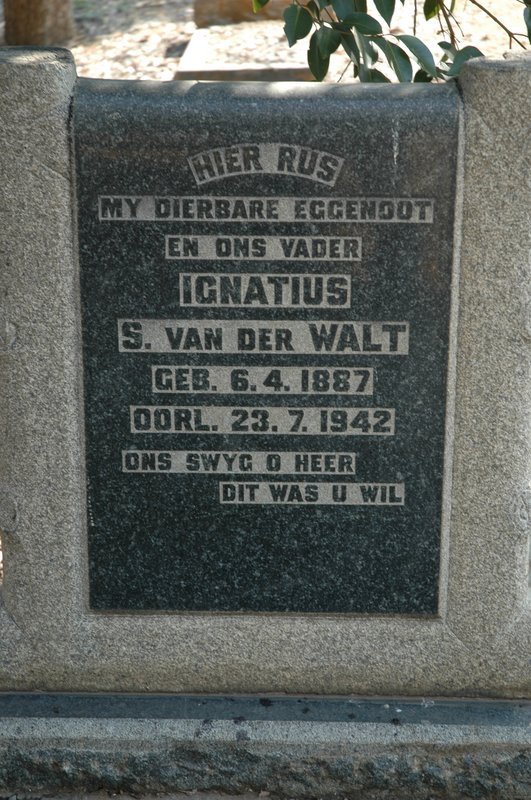 WALT Ignatius S., van der 1887-1942
