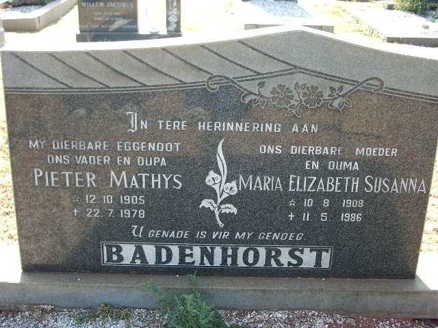BADENHORST Pieter Mathys 1905-1978 &amp; Maria Elizabeth Susanna 1908-1986