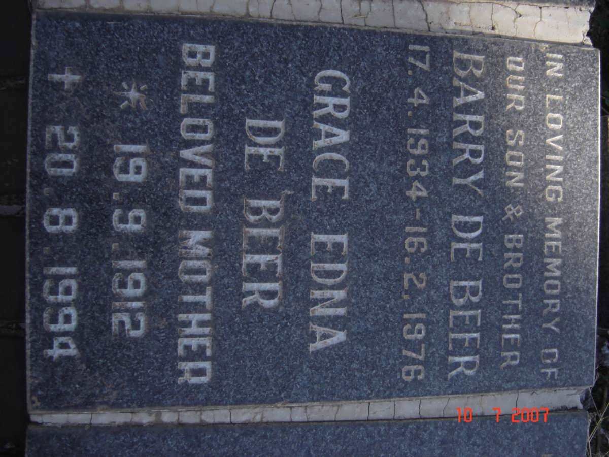 BEER Barry, de 1934-1976 :: DE BEER Grace Edna 1912-1994
