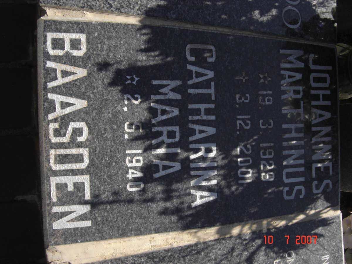 BAASDEN Johannes Marthinus 1929-2001 &amp; Catharina Maria 1940-