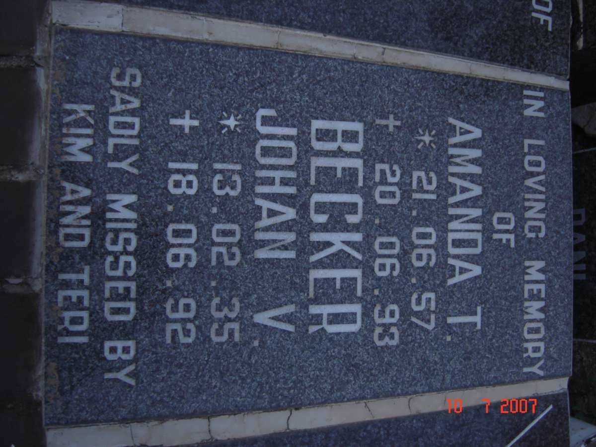 BECKER Johan V. 1935-1992 &amp; Amanda T. 1957-1993