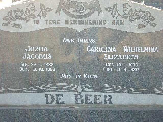 BEER Jozua Jacobus, de 1883-1966 &amp; Carolina Wilhelmina Elizabeth 1893-1980