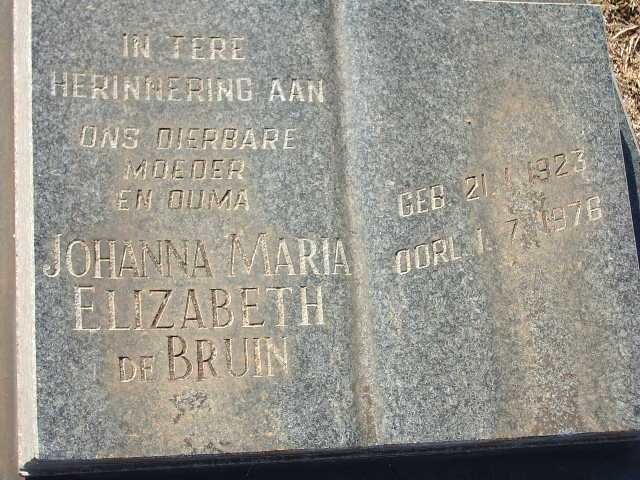 BRUIN Johanna Maria Elizabeth, de 1923-1978
